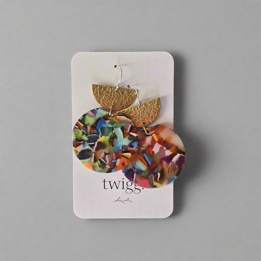 Malo Crescent Gold Fleck Double Earrings - Be Bold 1