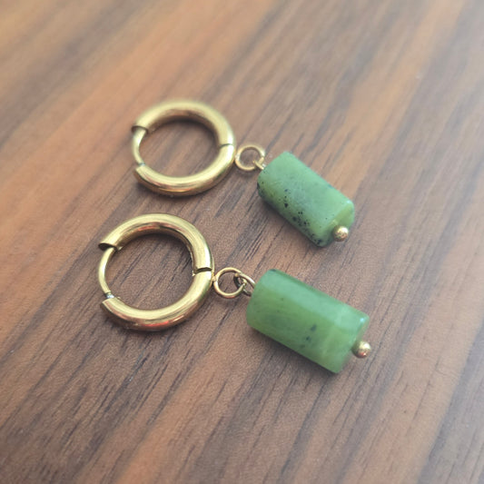 Jade Mineral Huggie Hoops | GoldTWIGG