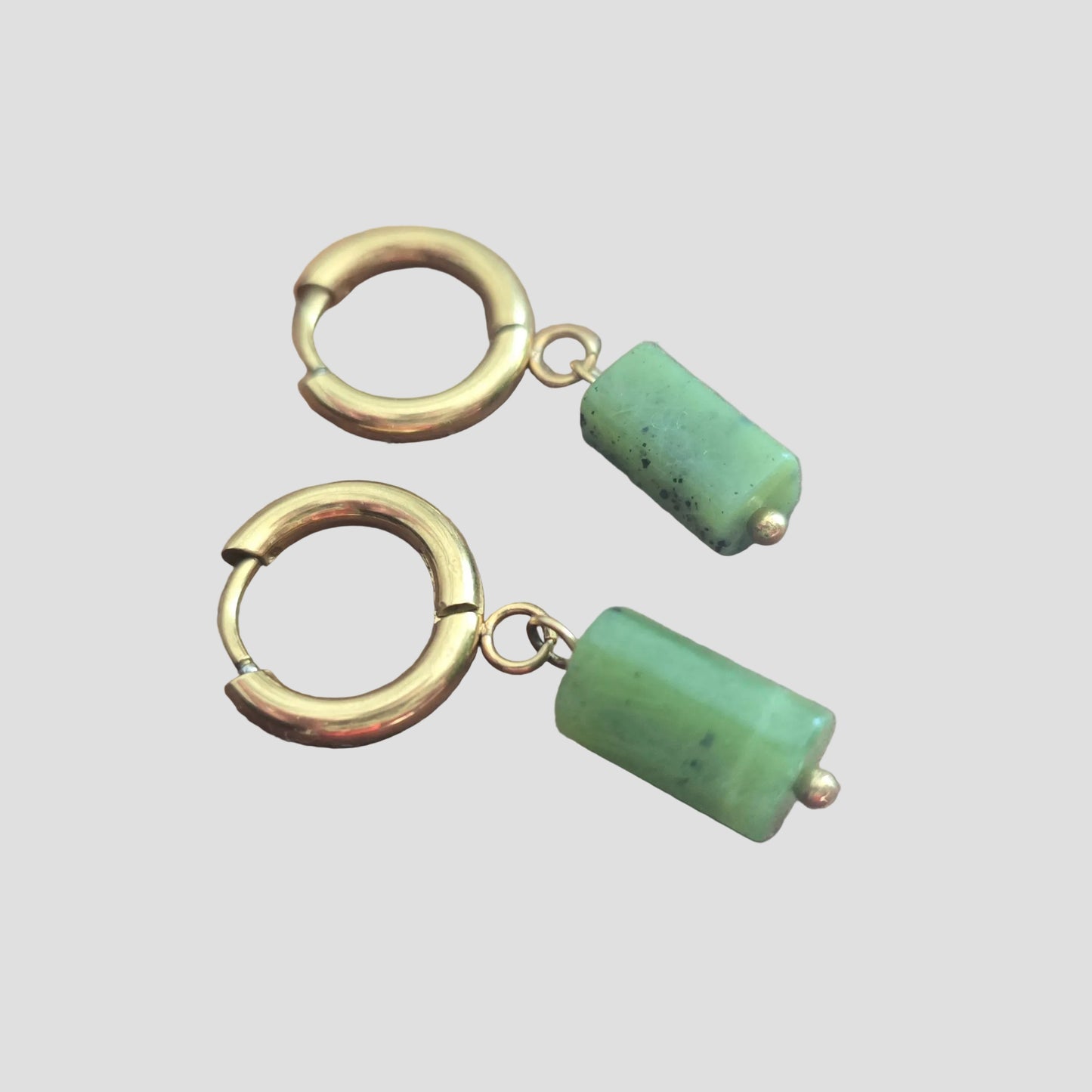 Jade Mineral Huggie Hoops | GoldTWIGG