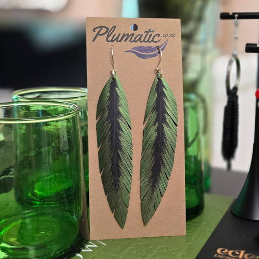 Pique Feather Earrings | Olive