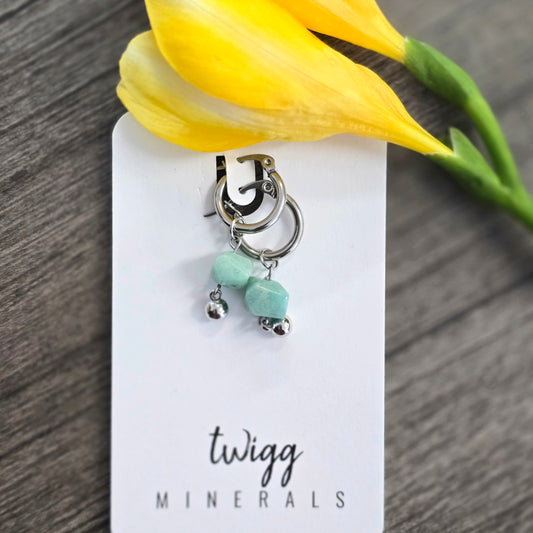 Aquamarine mineral Hoops | Silver