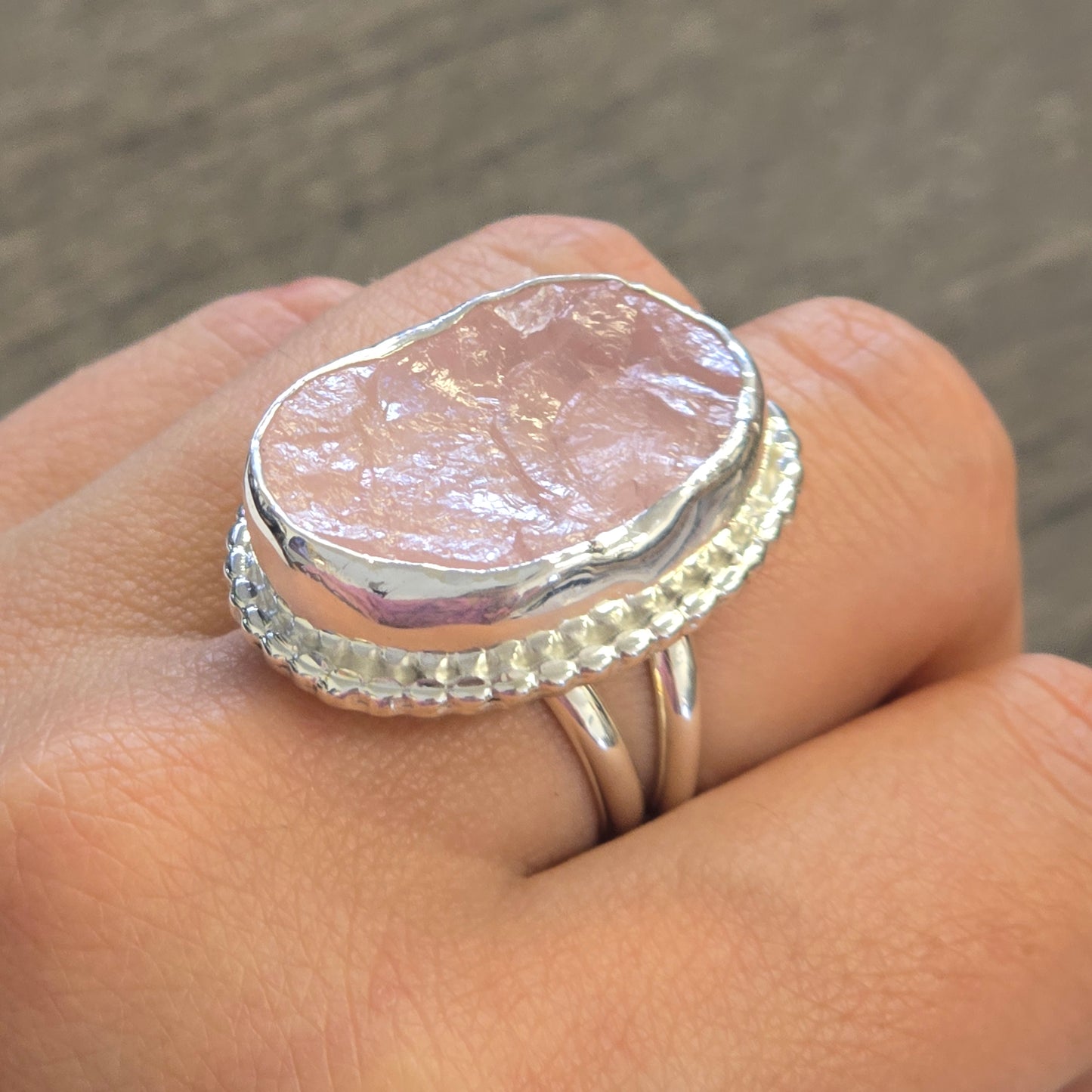 Raw Pink Quartz Ring