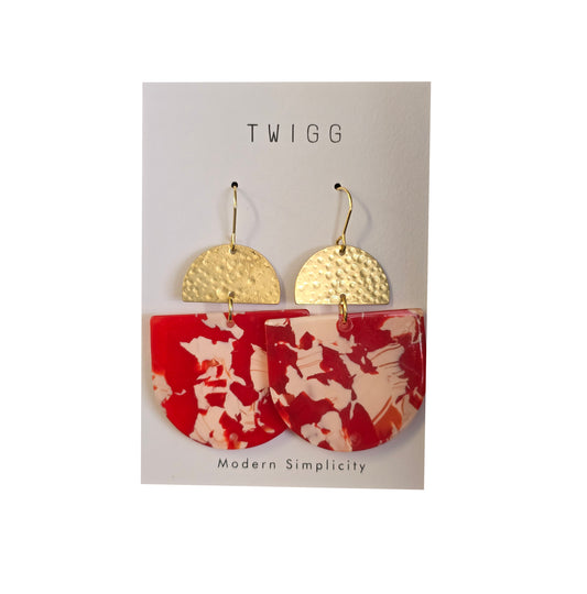 Suman Red Marble Deco Earrings