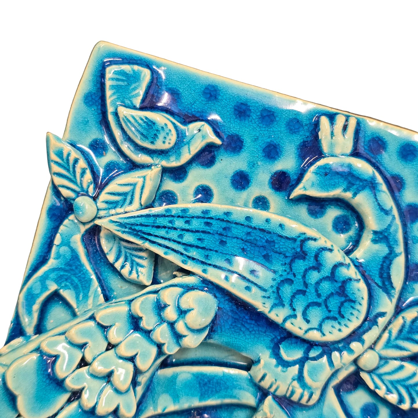 Peacock with flowers | Ceramic Wall Art