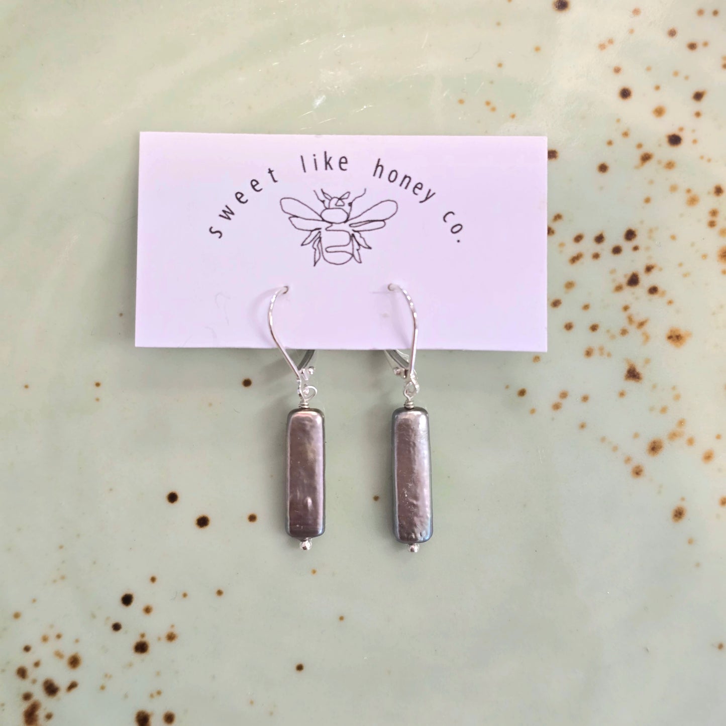 Purple Pearl Earrings | Silver