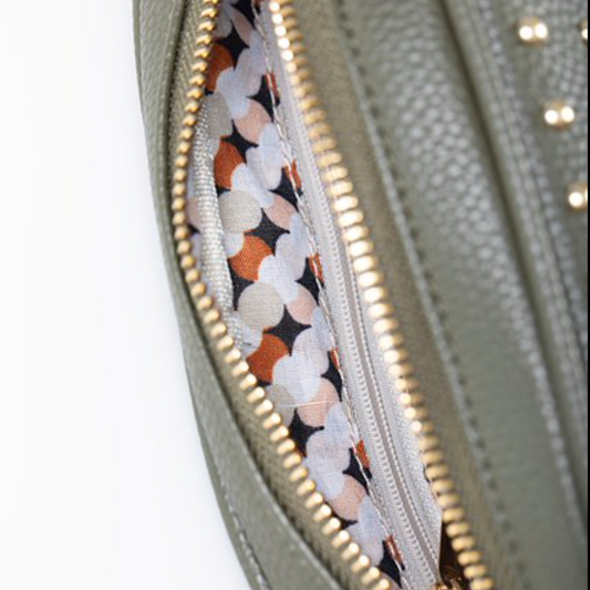 Antler Aggie Bag | Khaki Gold Stud