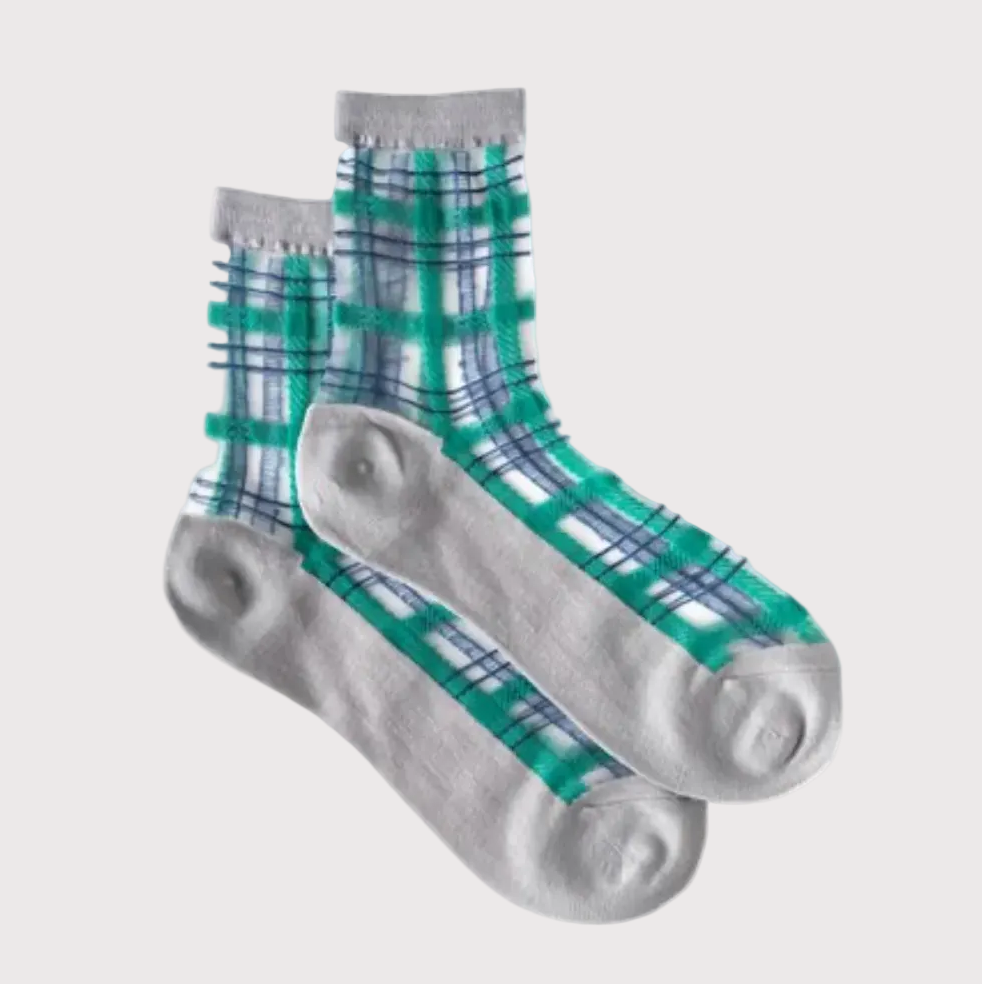 Plaid Sheer Socks | Teal
