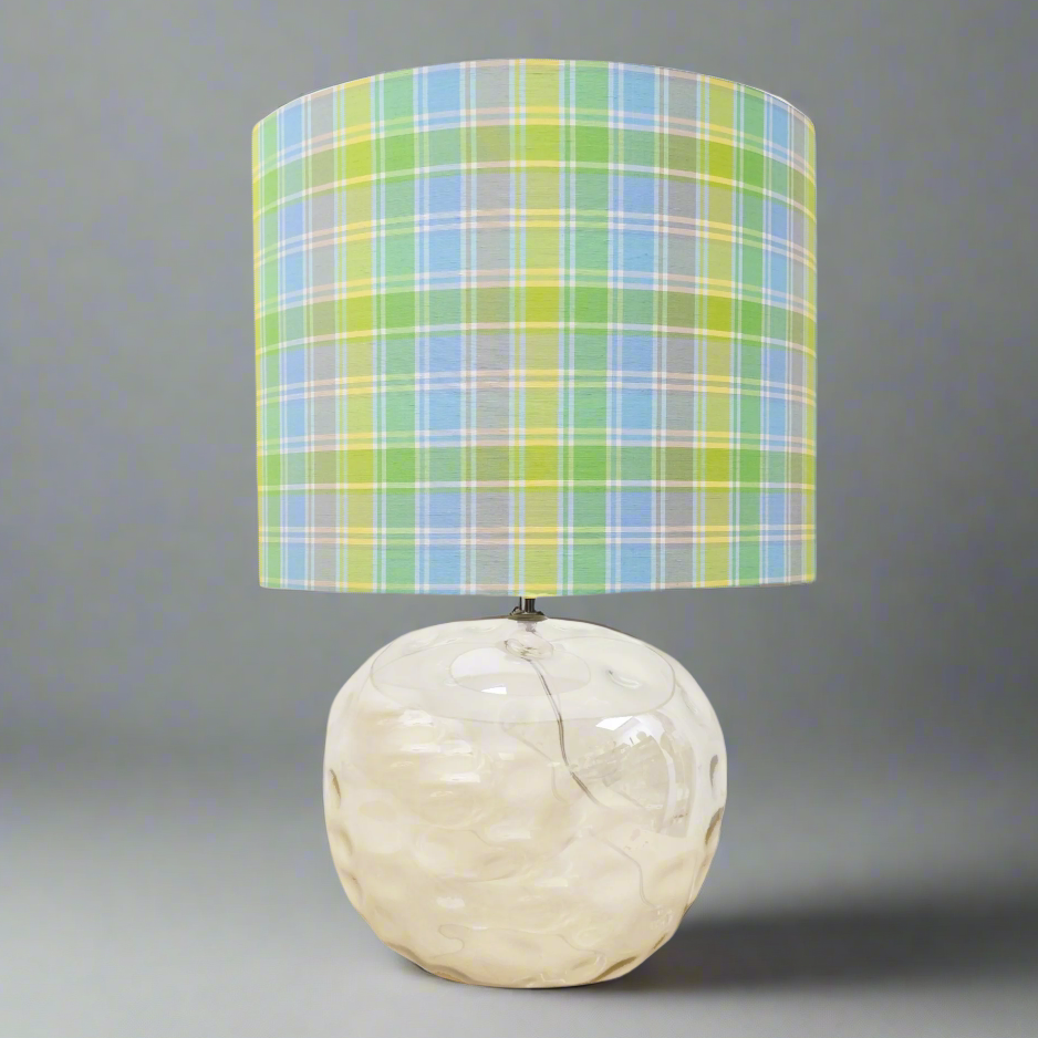 Green Check Silk Lampshade