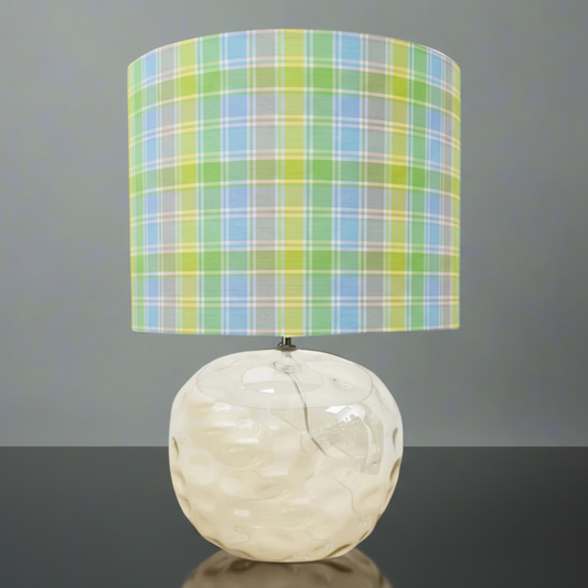 Green Check Silk Lampshade