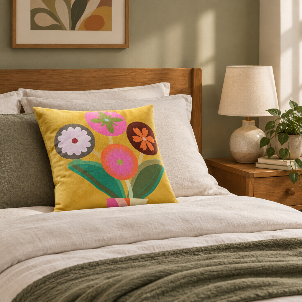 Retro Florals | Velvet Cushion