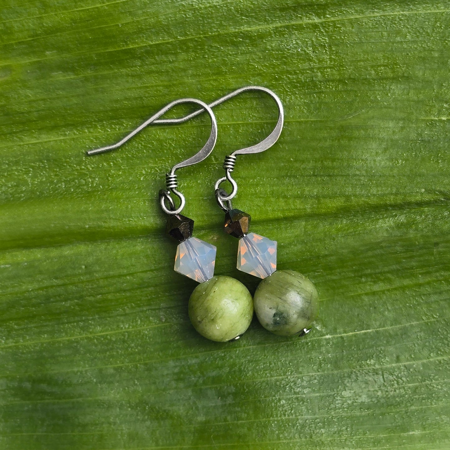 Nephrite Jade + Swarovski Earrings | Set 34