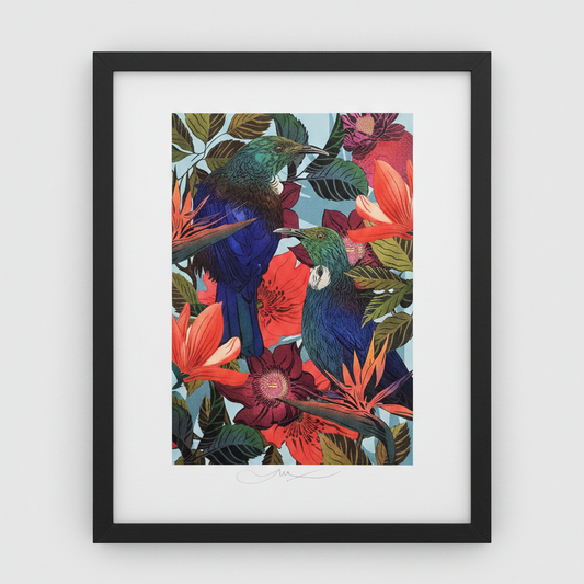 FLOX Tui in Bloom A4 Art Print