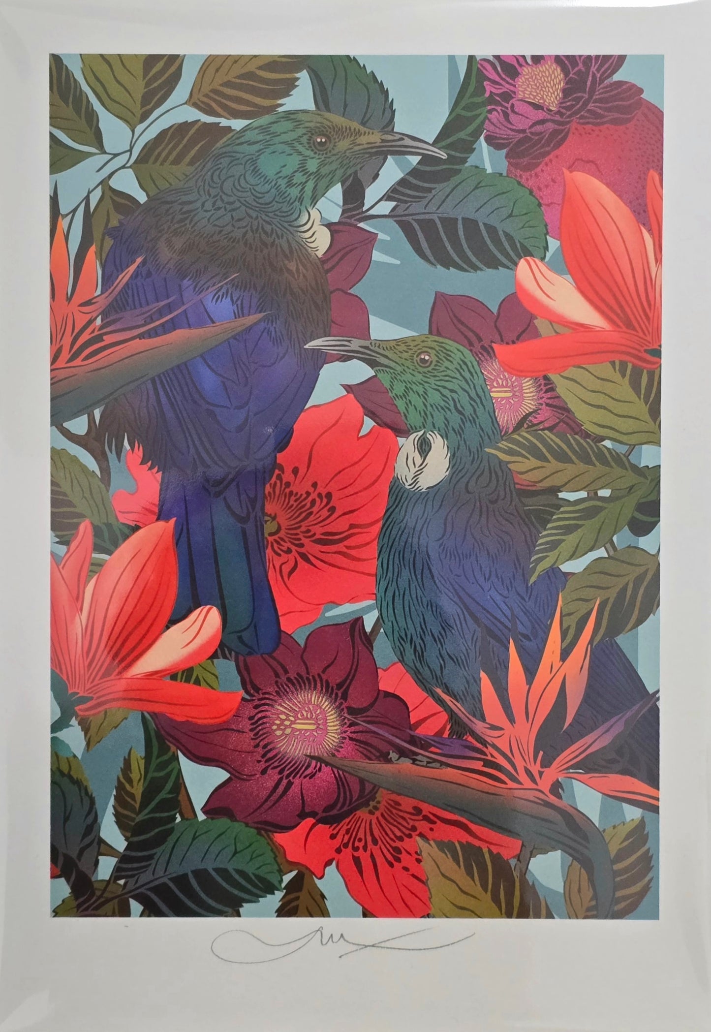 FLOX Tui in Bloom A4 Art Print