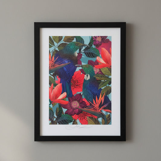 FLOX Tui in Bloom A4 Art Print