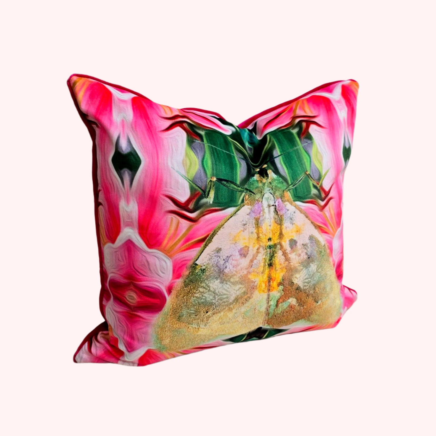 Floral Green Moth | Velvet Cushion