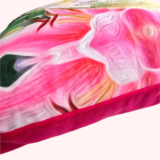 Floral Green Moth | Velvet Cushion