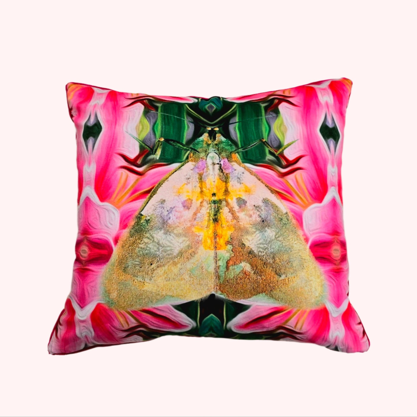 Floral Green Moth | Velvet Cushion