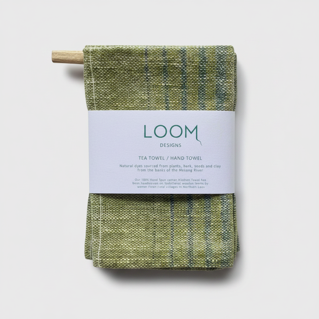 Tea Towel | Green + Natural Stripe