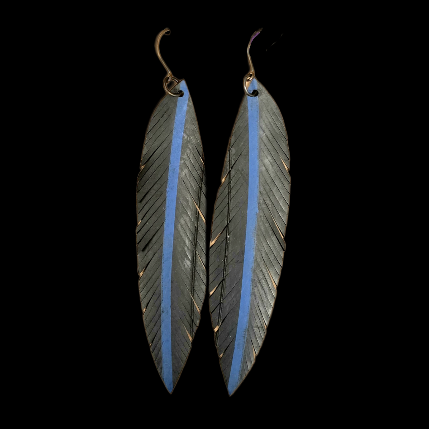 Pique Feather Earrings | Blue Stripe