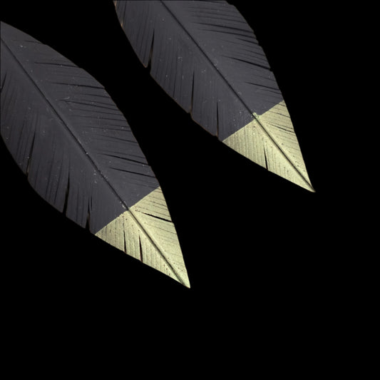 Pique Feather Earrings | Olive Tip