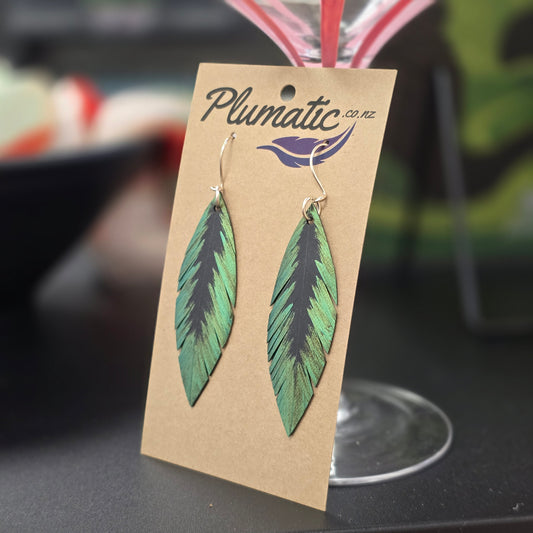 Pique Feather Earrings | Green Gold