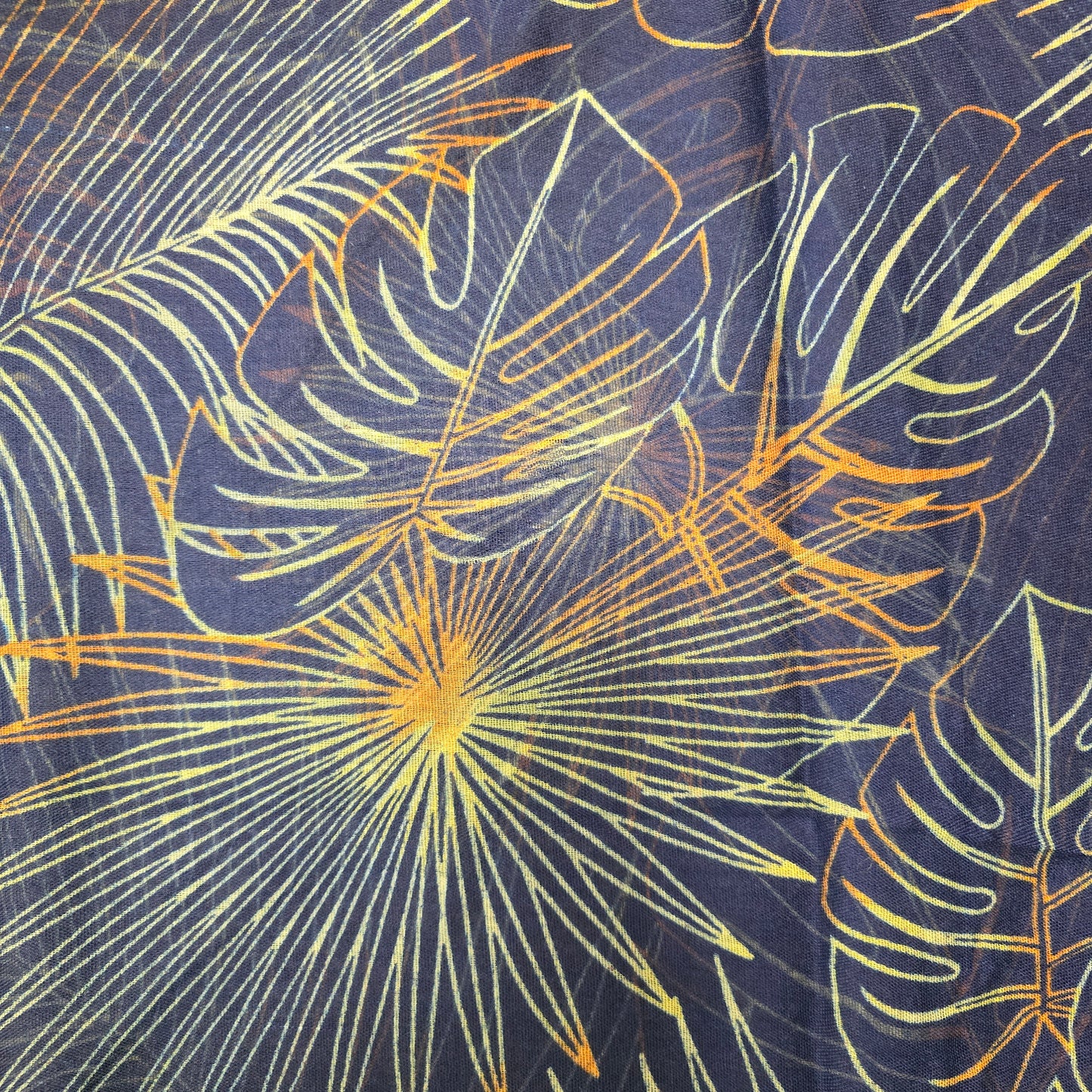 Monstera Scarf | Navy Neon