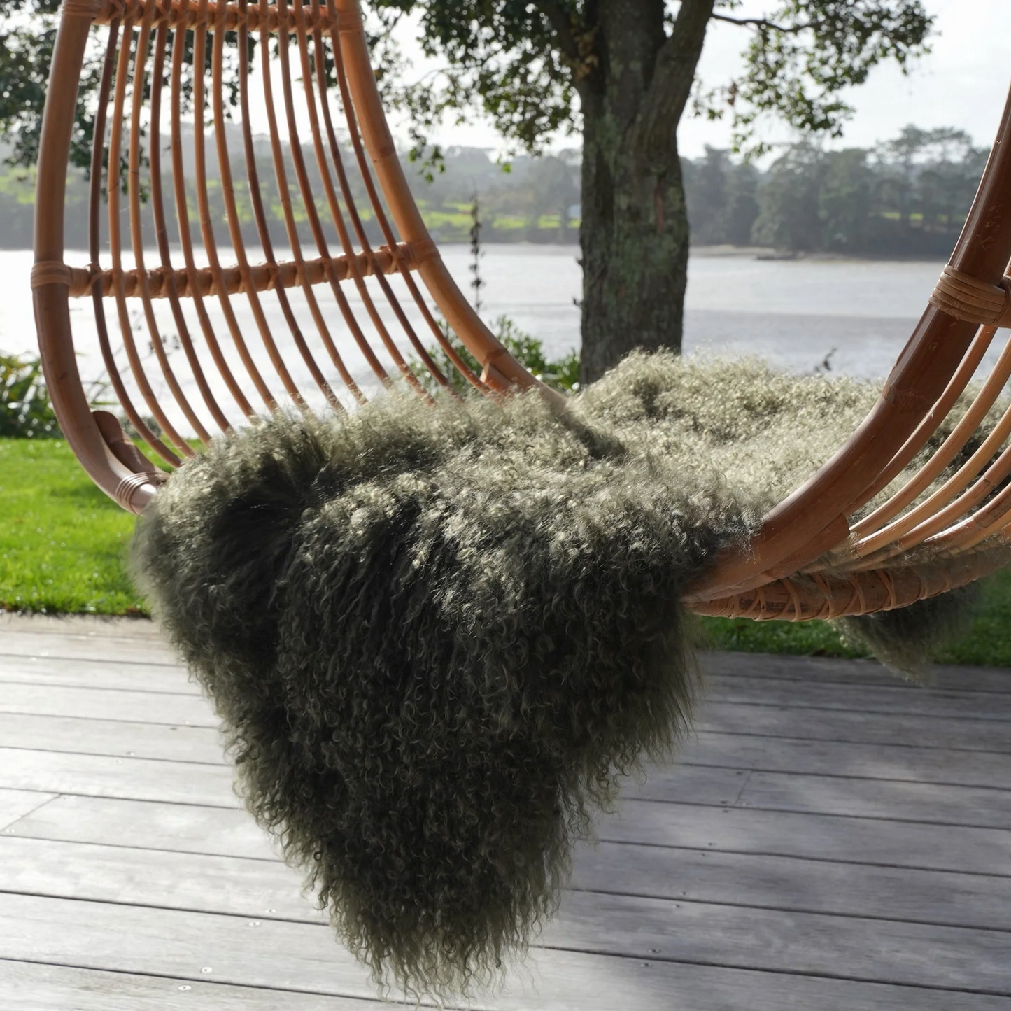 Tibetan Lambskin Rug | Olive