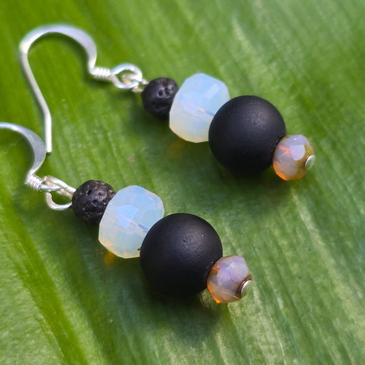 Lava + Agate Quartz Earrings - Set 14 | 2 Styles