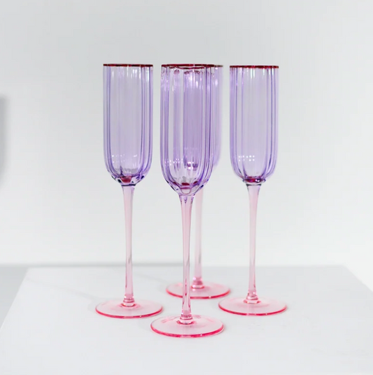 Petal Champagne Flute - Set of 4 | Lilac/Blush