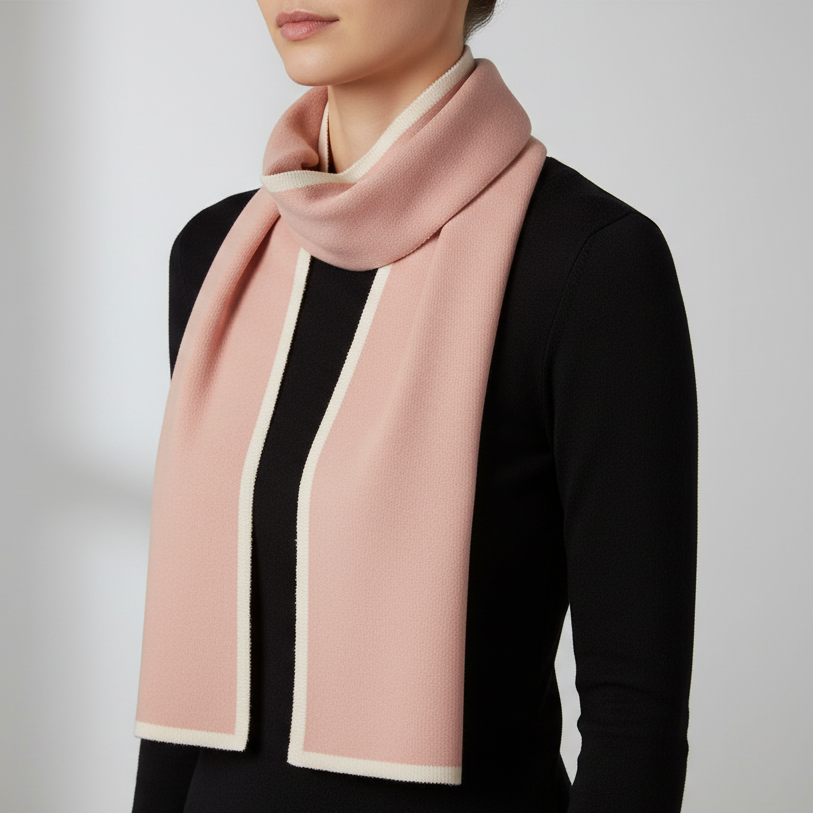 Pink + Oat Trim Scarf