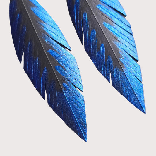 Pique Feather Earrings | Blue