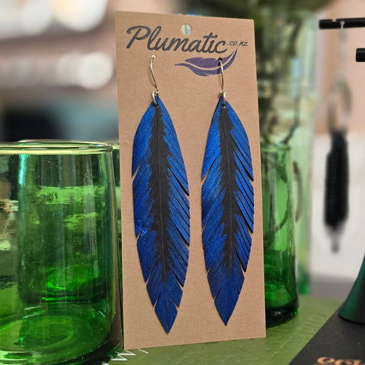 Pique Feather Earrings | Pearl Blue