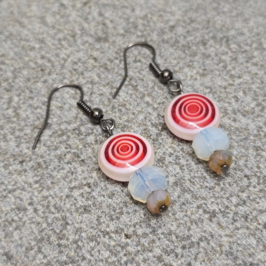 Red Crystal + Green Quartz Earrings | Set 46