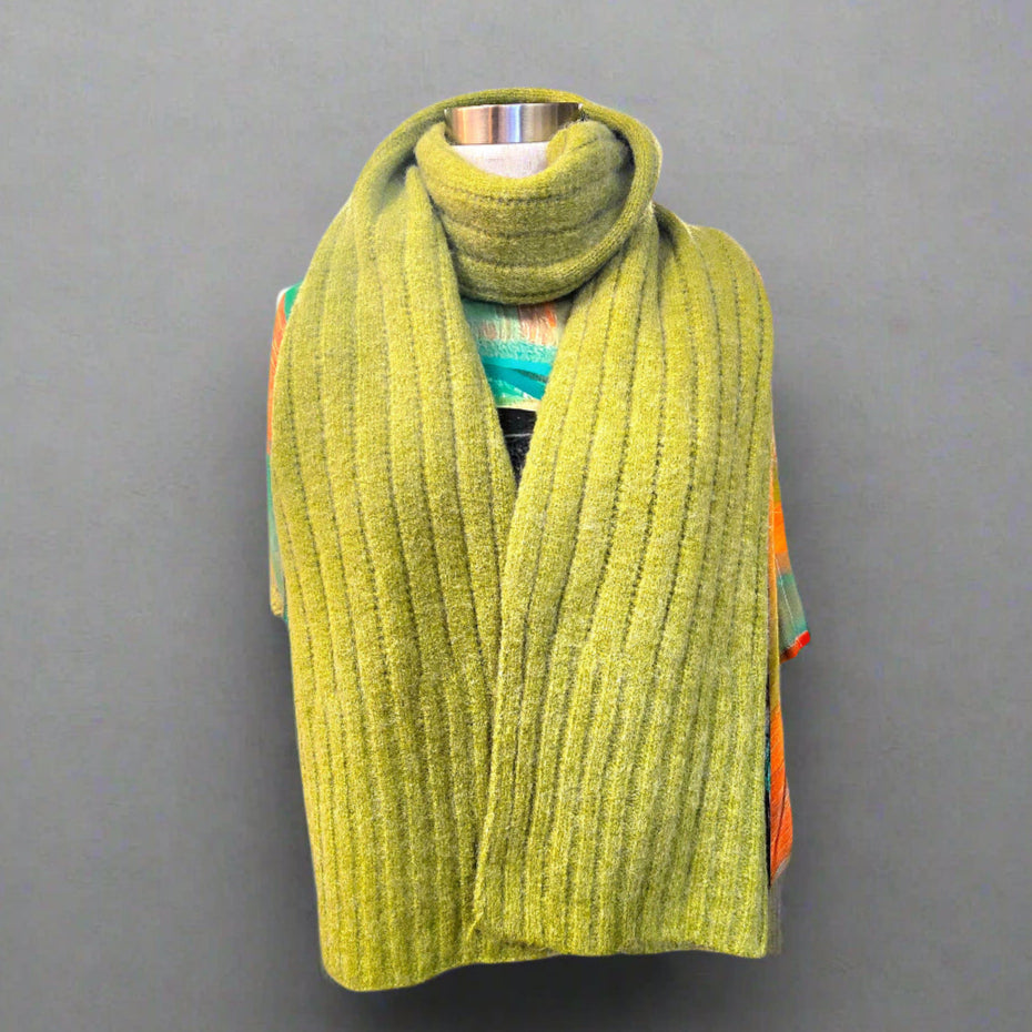 Ribbed Knit Scarf | Chartreuse