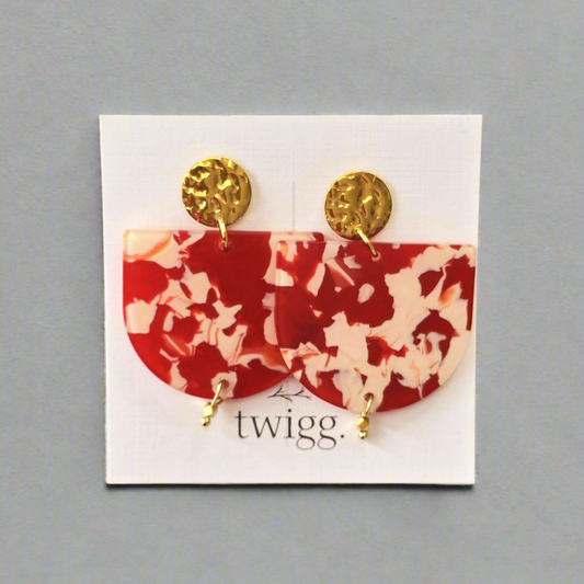 Suman Pink + Red Marble Earrings