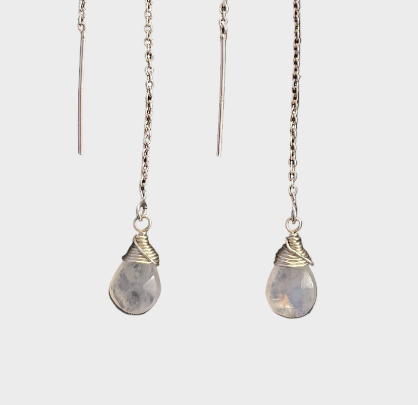 Teardrop Moonstone Threaders