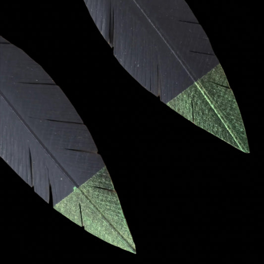 Robin Feather Earrings | Bright Green Tip