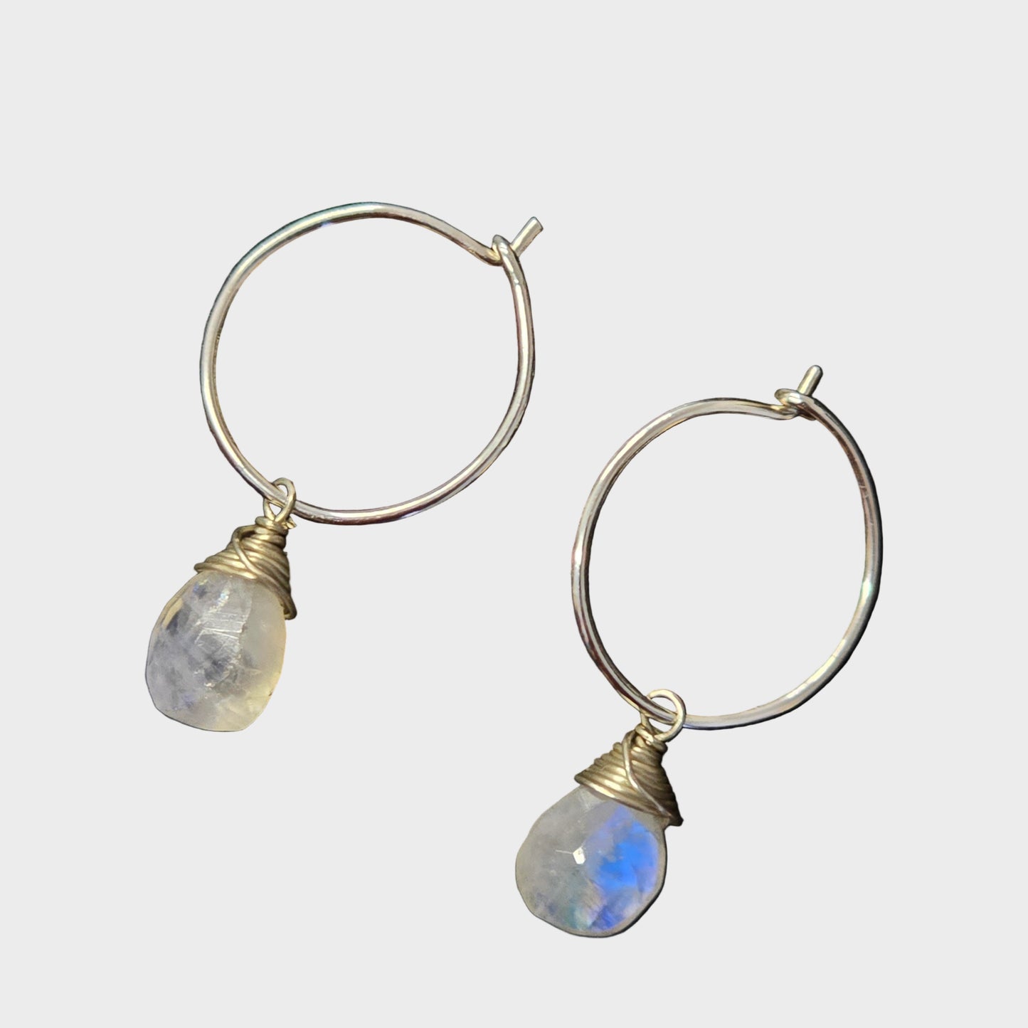 Teardrop Moonstone Hoops