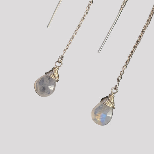 Teardrop Moonstone Threaders
