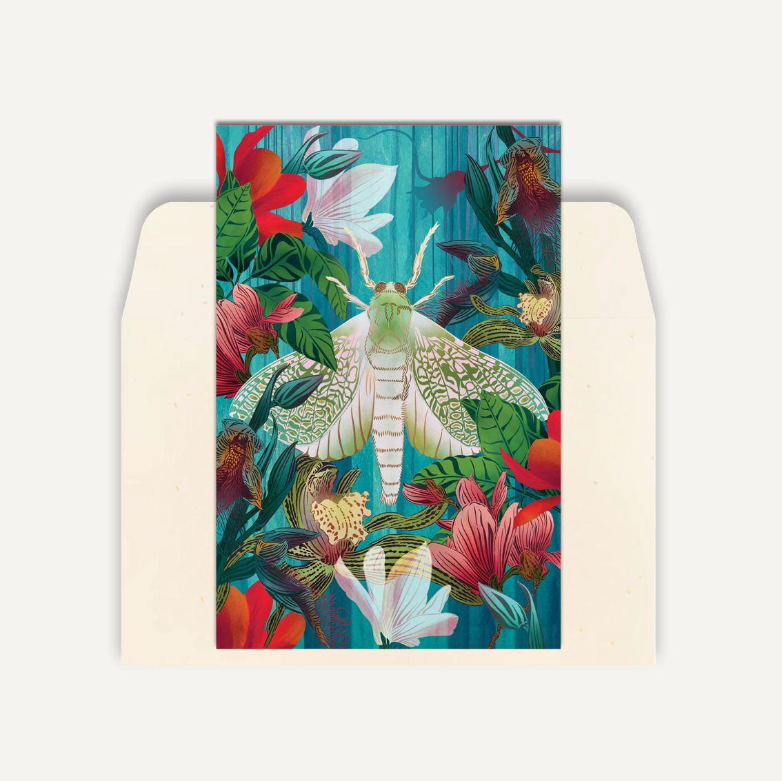 White Moth & Orchid | Greeting Card