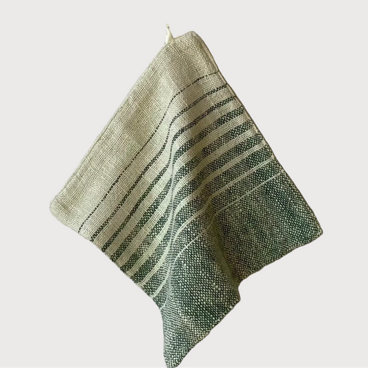 Face Washer | Green & Natural Cotton Stripe