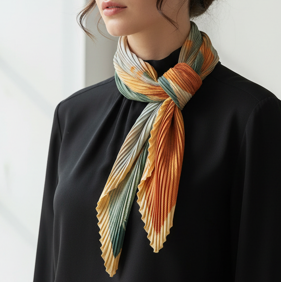 Jacqui Pleated Neck Scarf | Retro