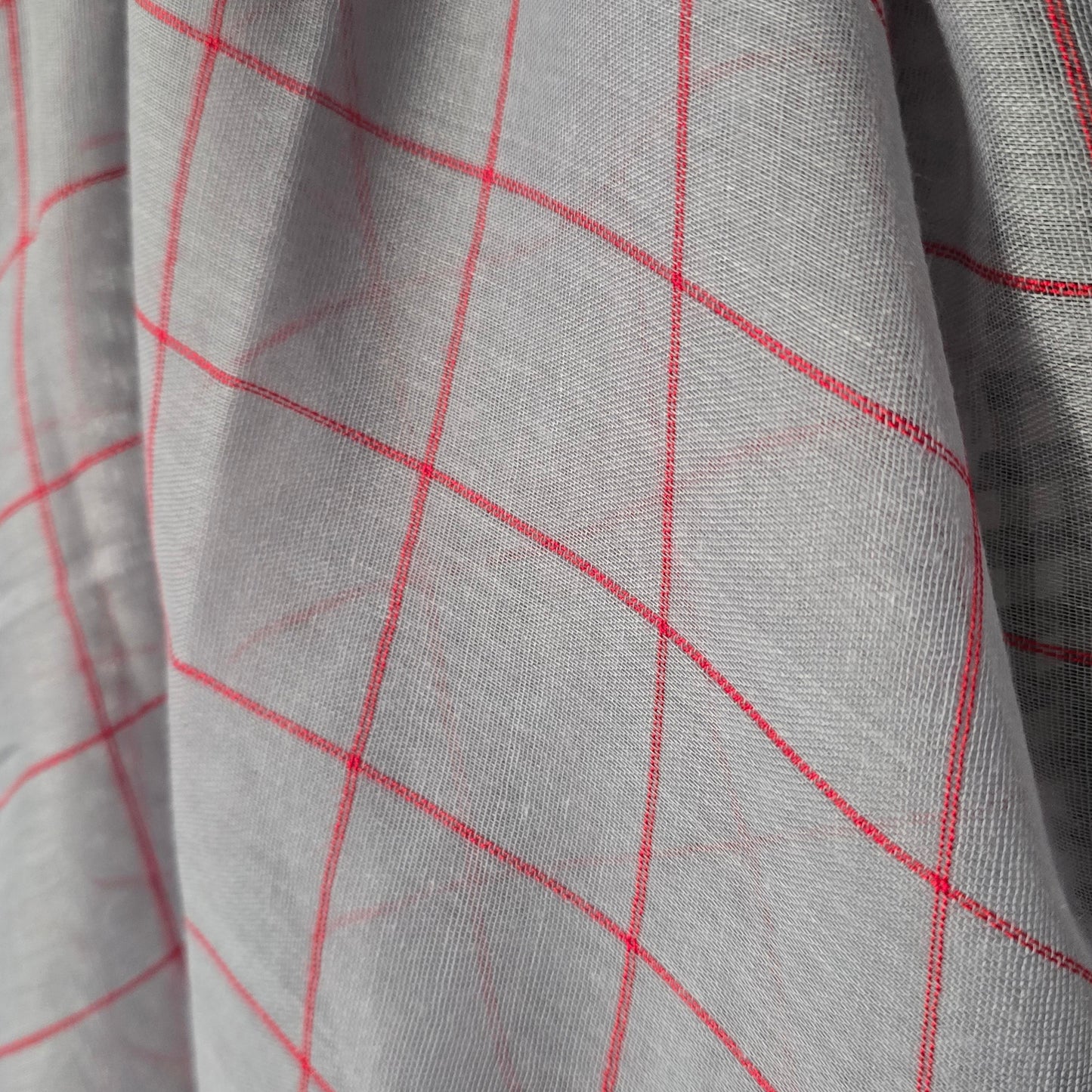 Grey + Red Stripe | Grid Scarf