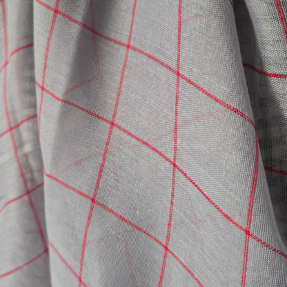 Grey + Red Stripe | Grid Scarf