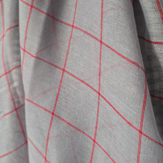 Grey + Red Stripe | Grid Scarf