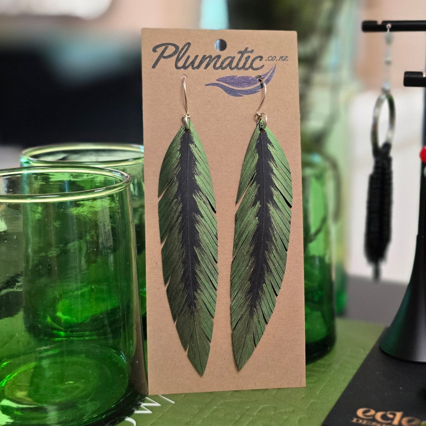 Pique Feather Earrings | Olive