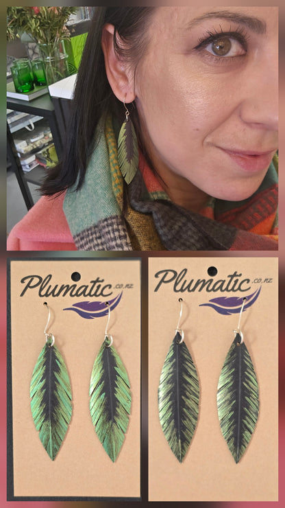 Pique Feather Earrings | Green Gold