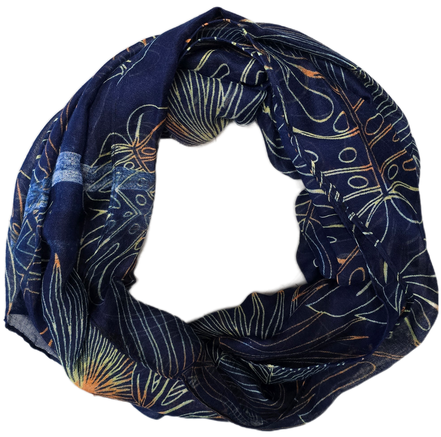Navy with neon Monstera Scarf