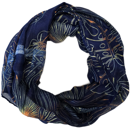 Navy with neon Monstera Scarf