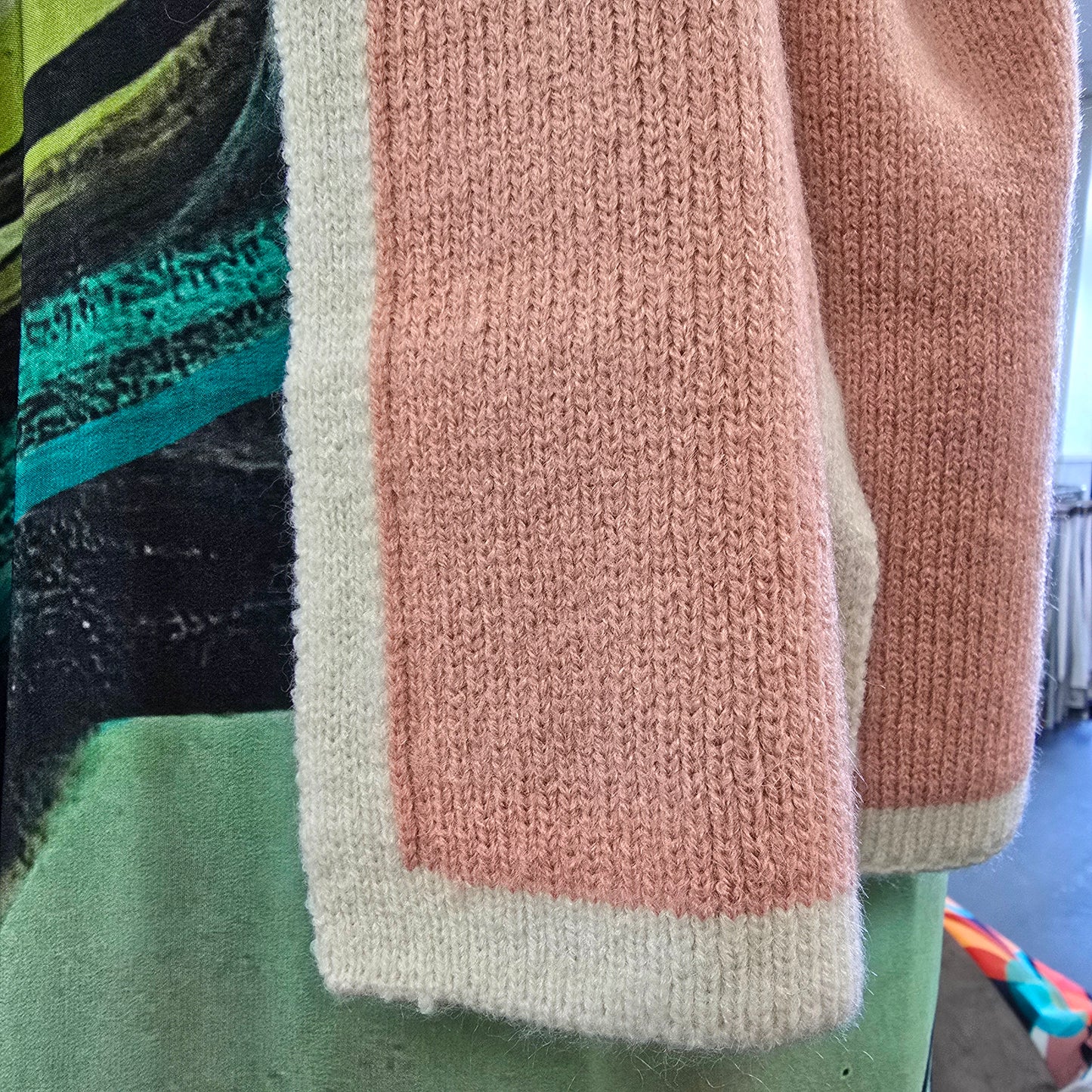 Pink + Oat Trim Scarf